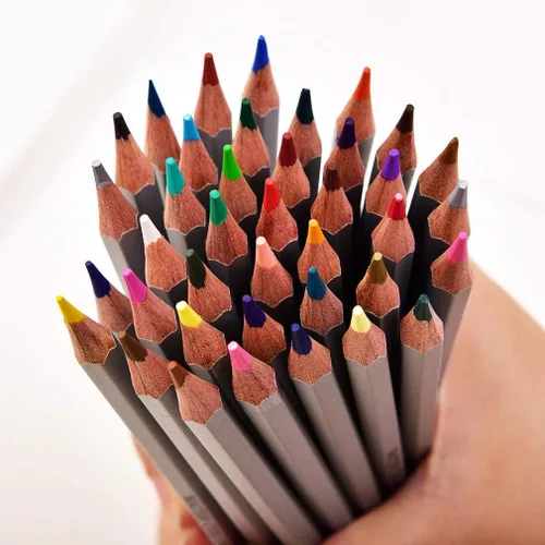 Vista 5 de Lápices de colores solubles en agua en cubos de 24 colores, adecuados para estudiantes de arte y artistas