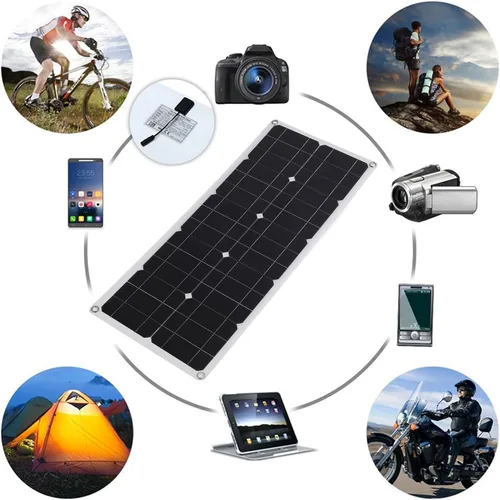 Vista 5 de Asixxsix Solar Panel Kit, 100W OBD Plug Solar Charge Controller Foldable Panel Energy Storage Flexible, Monocrystalline Kit for Outdoor RV Boat