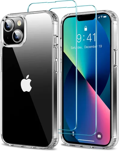 Vista 22 de HOOMIL Funda para iPhone 11 con 2 protectores de pantalla de vidrio templado, no amarillea, protección contra caídas, arañazos, transparente, parte