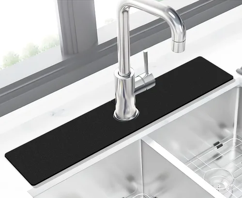 Vista 9 de Tapete protector contra salpicaduras para fregadero de cocina, 1 alfombrilla súper absorbente de secado rápido, dispositivo para fregadero