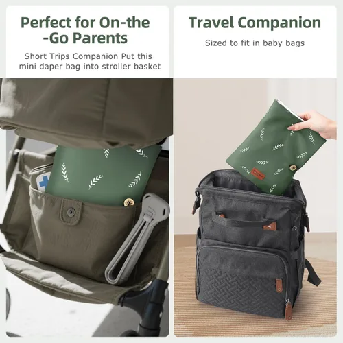 Vista 4 de Organizador de pañales para bebé, compacto y plegable, bolsas organizadoras de viaje para toallitas de pañales y pequeños artículos esenciales