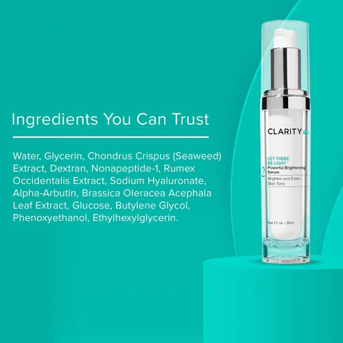 Vista 7 de ClarityRx Let There Be Light Potente suero facial iluminador, tratamiento hidratante natural a base de plantas con ácido hialurónico