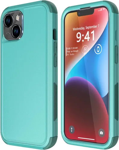 Vista 23 de Diverbox Funda para iPhone 14 [a prueba de golpes] [a prueba de caídas] [protector de pantalla de vidrio templado], funda de protección resistente