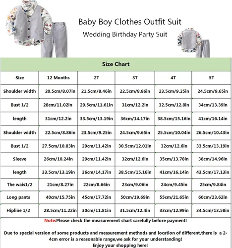 Vista 5 de Baby Boy Gentleman Suit Set with Shirt Pants Outfits Casual Suit