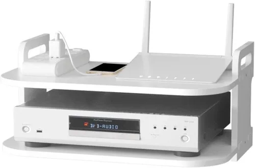 Vista 3 de Denpetec Estante flotante para componentes de TV, estante de caja de TV, reproductor de DVD grueso, estante para colgar en la pared, estante
