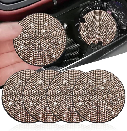 Vista 37 de NBTEPEM 2 posavasos de auto con diamantes de imitación, 2.75 pulgadas, antideslizantes, a prueba de golpes, universal, a la moda, para auto