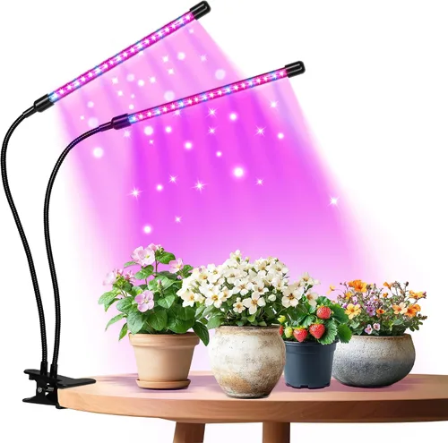 Vista 9 de iPower 21 Luz LED de Crecimiento con Espectro Completo para Plantas de Interior, Cuello de Cisne Ajustable, 3 Modos de Luz y 10 Niveles Regulables