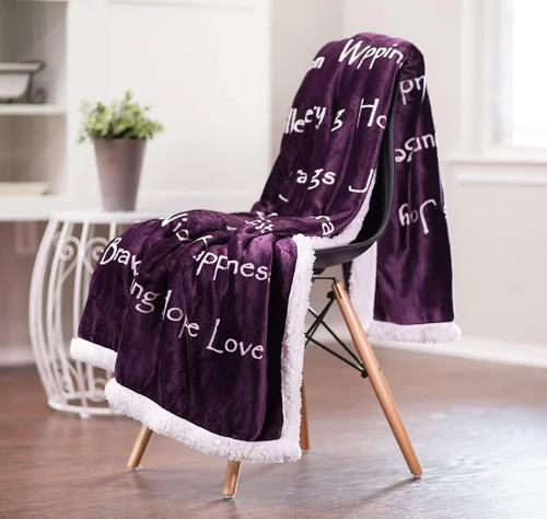 Vista 4 de Chanasya Manta Decorativa de Regalo Inspiradora Premium de Amor y Alegría - Sherpa Acogedora, Cálida y Esponjosa - Regalo Perfecto de Cuidado