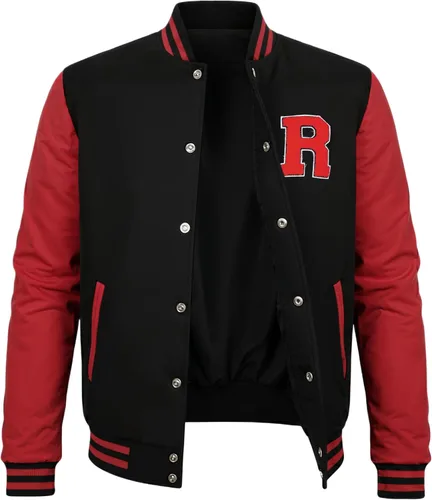 Vista 3 de Decrum Chaqueta de letras negra y amarilla para hombre, chaqueta de bombardero universitaria de béisbol de secundaria para hombre, chamarra Varsity