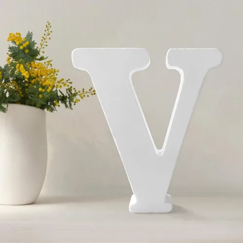 Vista 23 de Letras de madera de 4.3 pulgadas, letras blancas de madera sin terminar para injerto, letras de madera para decoración de pared, letras pie