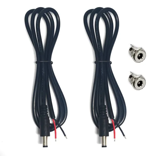 Vista 8 de Cable de alimentación de CC de 2 piezas, cable de alimentación de 3 pies CC de 0.217 in x 0.083 in, enchufe macho DC099 hembra a cable desnudo