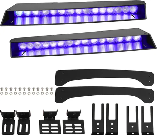 Vista 11 de ASPL Barra de luces para visera de 2 a 15 LED, 29 patrones de destello, interior superior de parabrisas, montaje dividido, luz estroboscópica