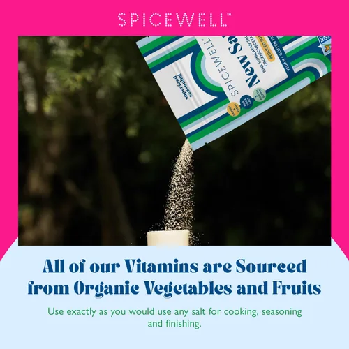 Vista 6 de Spicewell New Salt Sal rosa del Himalaya infundida con 21 vitaminas y minerales a base de plantas, 30% menos de sodio que la sal de mesa, sal