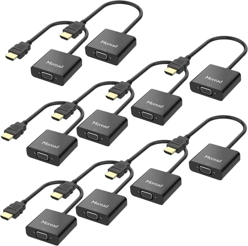 Vista 9 de Moread Adaptador activo HDMI a VGA con audio, negro