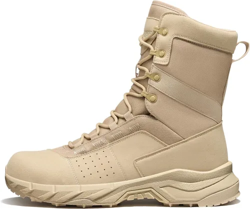 Vista 9 de NINGO Botas de trabajo tácticas militares para hombre, punta suave, 8 Marrón moca