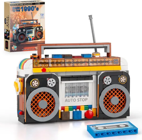 Vista 8 de Vziimo Juego de bloques de construcción de reloj retro, kit de modelo de reloj de péndulo vintage con reloj funcional real, juguetes de regalo