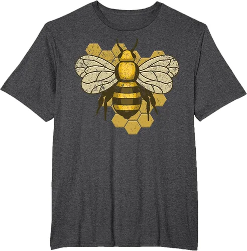 Vista 86 de Retro Beekeeper Beekeeper Honey Bumblebee Vintage Saves Bees T-Shirt Asphalt Grey