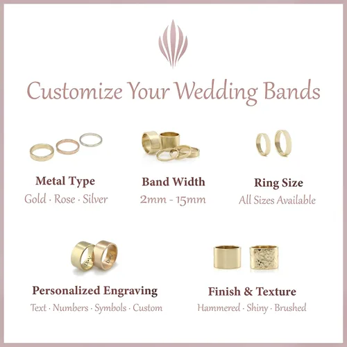 Vista 3 de Anillo martillado de oro personalizable para mujer, banda texturizada para moda, boda y compromiso, joyería apilable hecha a mano