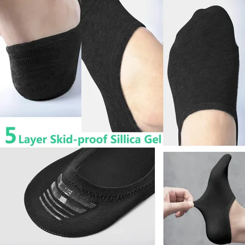 Vista 4 de DIBAOLONG - Calcetines invisibles para mujer, diseño de corte bajo, plano y antideslizante (paquete de 6 o 12 pares)