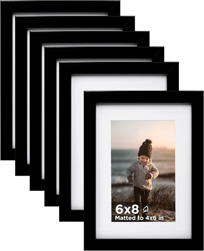 Vista 23 de KINLINK Juego de 6 portarretratos de 4 x 6 pulgadas, color negro, marcos de fotos de madera con plexiglás para 4 x 6 pulgadas sin paspartú para mesa