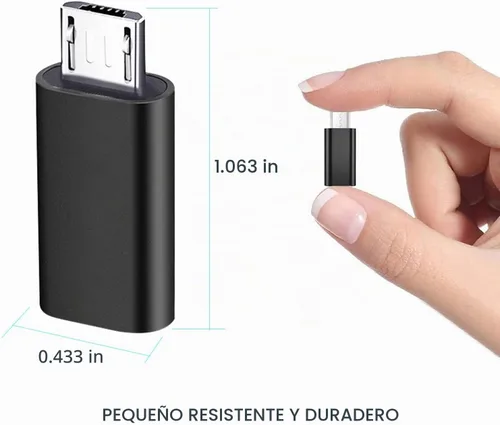 Vista 4 de Adaptador micro USB a USB C, convertidor tipo C hembra a micro USB macho