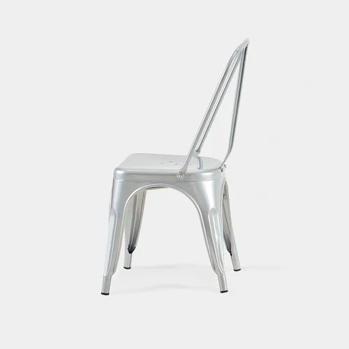 Vista 3 de Juego de 2 sillas de comedor industriales de metal de 18 pulgadas de altura de asiento, apilables, para interiores y exteriores, superficie ligera