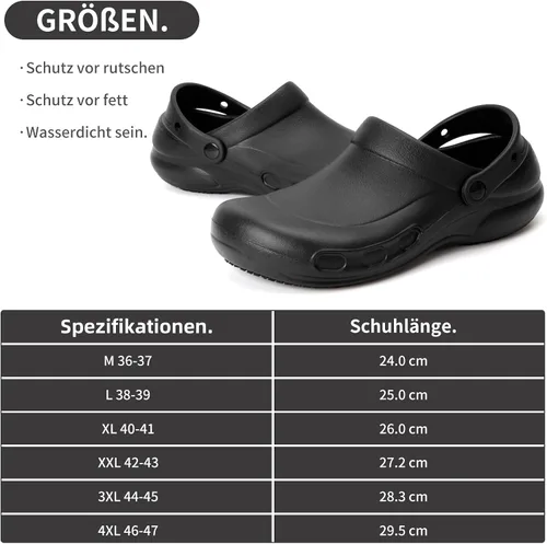 Vista 5 de Zapatos de cocina unisex para adultos, para hombres o mujeres, zapatos de cocina y chef de seguridad, antideslizantes, con puntera de acero