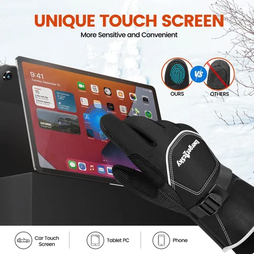 Vista 4 de UJUJIA -Guantes de invierno de 40 , guantes de esquí y snowboard para hombres y mujeres, guantes térmicos cálidos para clima frío, impermeables