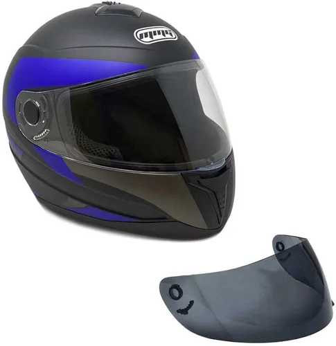 Vista 9 de MMG El casco integral para motocicleta DOT Street Legal viene con escudo transparente y protector ahumado de repuesto (MGAH26) (negro mate, mediano)