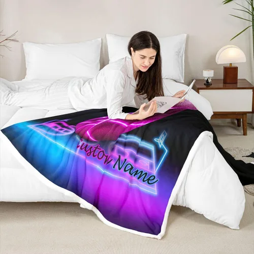 Vista 5 de Erosebridal Manta de baloncesto rosa para sofá para niños y niñas, manta de forro polar con temática deportiva, manta de sherpa brillante