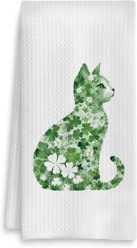 Vista 13 de Toalla de cocina con gato floral, toalla de mano con gato floral para decoración de baño, toalla de té para platos de cocina con gatito