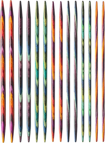Vista 2 de Knit Picks Juego de agujas de tejer de madera de doble punta (mosaico de 4 pulgadas) 4" DPN set comes with seven sizes from US 0 - 4 (2 - 3.5 mm)