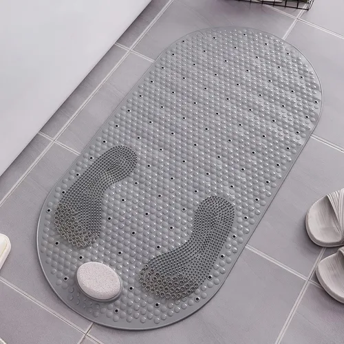Vista 6 de Tapete de ducha para pies, tapete de baño antideslizante para bañera con ventosas, tapete de baño con pies, 32 x 16 pulgadas