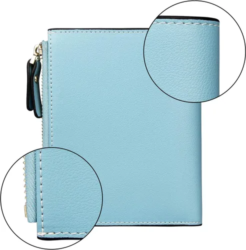 Vista 5 de FT FUNTOR RFID - Billetera de cuero para mujeres, tarjetero de mujer, pequeña billetera compacta de bolsillo con ventana para identificación