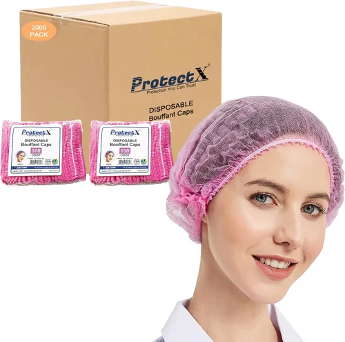 Vista 13 de ProtectX Paquete de 100 redes desechables negras para el cabello, cubierta elástica para la cabeza, gorras Bouffant, cubierta de cabeza