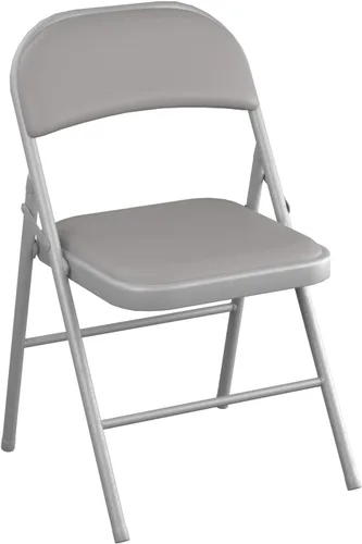 Vista 5 de Juego de 4 sillas plegables de vinilo beige con asiento acolchado