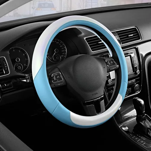 Vista 15 de Road Comforts Funda para Volante – Funda para Volante de Cuero Transpirable, Agarre Antideslizante, Ajuste Universal de 14.5" a 15", Resistente al