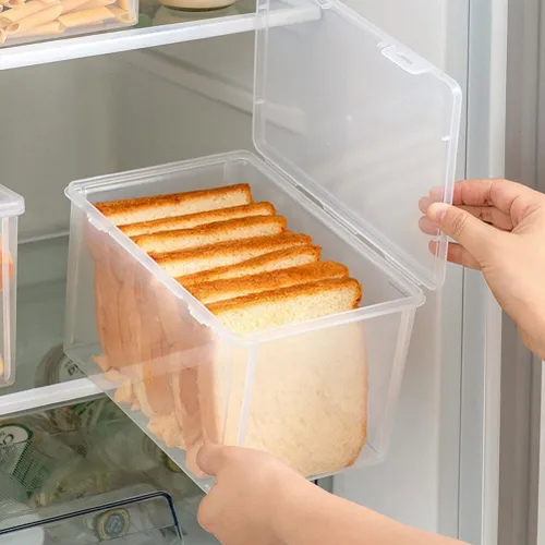 Vista 7 de Kichvoe - Caja de pan transparente de grado alimenticio, contenedor de almacenamiento de plástico para pan casero, organizador de pan para encimera