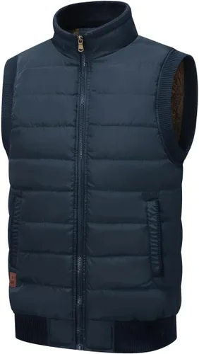 Vista 37 de Msmsse Chalecos de invierno para hombre, con forro polar, acolchado, casual, sin mangas