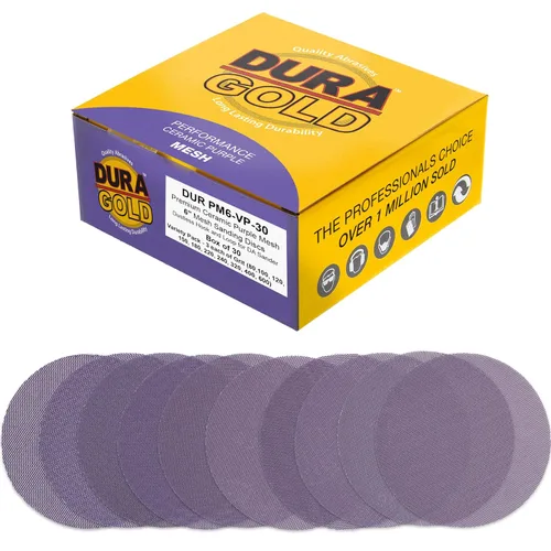 Vista 16 de Dura-Gold Discos de lijado de malla de cerámica púrpura de grano 80 de 6 pulgadas, caja de 30 – Papel de lija sin polvo con respaldo de gancho
