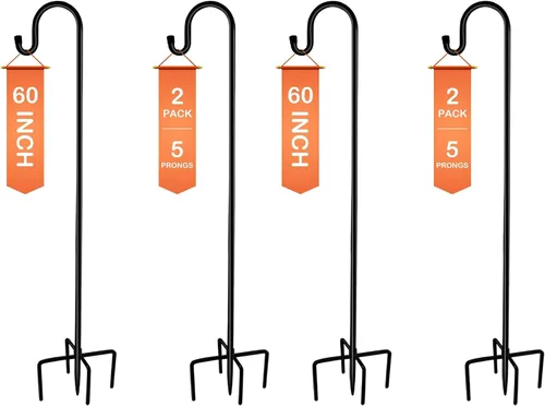 Vista 7 de Ottsuls Ganchos de pastor ajustables de 60 pulgadas para comedero de pájaros, farol, gancho para plantas, estaca de jardín, soporte para plantas