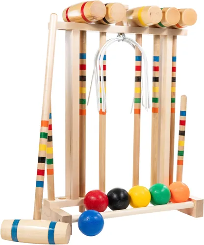 Vista 2 de Framco Classic Amish Made - Juego de croquet de madera de arce para 6 jugadores, cabeza sólida