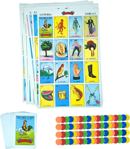 Vista 5 de El juego original de Loteria, Loteria Mexican Bingo, Loteria Mexicana, tarjetas La Loteria y fichas de bingo incluidas - 10 jugadores