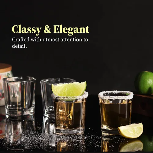 Vista 7 de QUAFFER Vasos de chupito cuadrados de base pesada de 2 onzas (juego de 4) – Vaso de chupito moderno – Vodka clásico de whisky vodka tequila Jerez