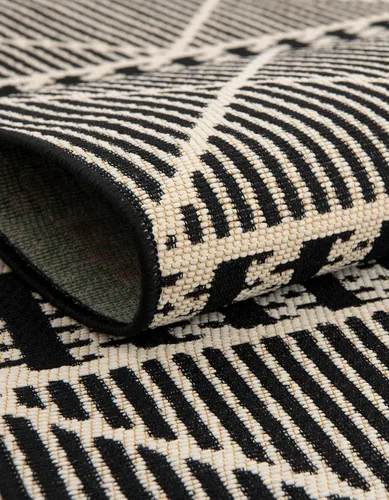 Vista 5 de Unique Loom Outdoor Trellis Collection - Alfombra de área - Dalyan (2 x 3 pies, rectangular, negro/natural)
