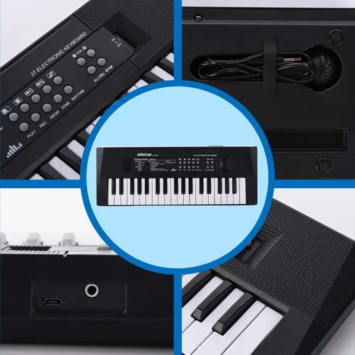 Vista 3 de Teclado de piano para niños, teclado de música portátil de 37 teclas, aprendizaje temprano, música electrónica, instrumento de piano para niños