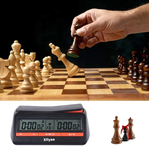 Vista 6 de Reloj de ajedrez digital, nuevo 2023, temporizador de ajedrez disponible para temporizador portátil para juegos de mesa y ajedrez con función