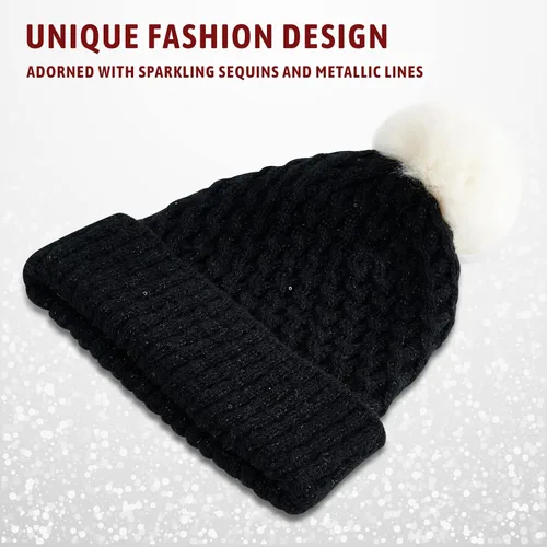 Vista 3 de zowya Gorro de punto suave cálido para mujeres y hombres, sombrero de invierno de doble cara