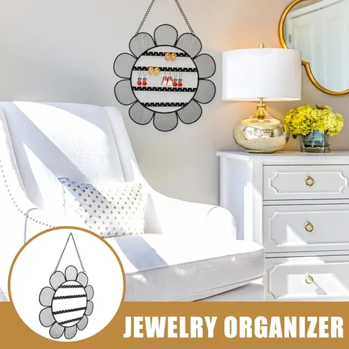 Vista 5 de Cabilock Organizador de pendientes organizador de exhibición de joyas, organizador de aretes para colgar en la pared, organizador de collares
