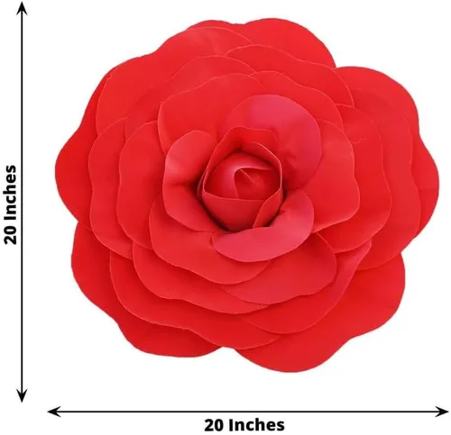 Vista 7 de Efavormart Enormes Rosas de Espuma 3D para Pasillo de Boda - Paquete de 2 de 20" Flores Artificiales Rojas de Sensación Real, Decoraciones de Fiesta